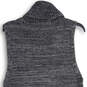 Womens Gray Knitted Turtleneck Sleeveless Hi-Low Hem Pullover Sweater Sz S image number 4
