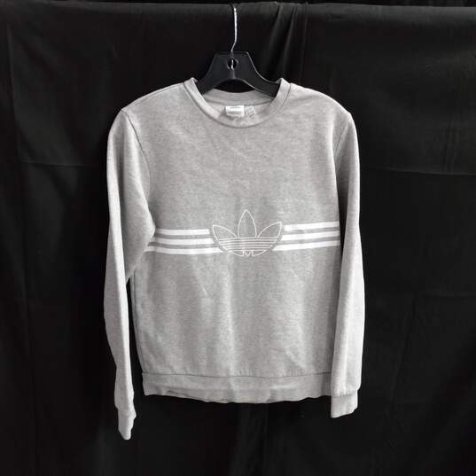 Adidas Gray With White Stripes Sweatshirt Size L image number 1