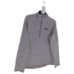 Mens Gray Fleece Long Sleeve Quarter Zip Pullover Sweater Size Large alternative image