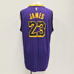 Nike Men's L.A. Lakers Lebron James Purple Pinstripe Jersey Sz. XXL alternative image