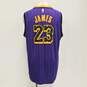 Nike Men's L.A. Lakers Lebron James Purple Pinstripe Jersey Sz. XXL image number 2