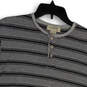 Mens Gray Blue Striped Short Sleeve Henley Neck  Stretch T-Shirt Size Medium image number 4