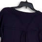 Womens Blue Knitted Long Sleeve Split Neck Pullover Sweater Size Large image number 4
