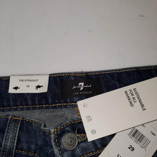 7 For All Mankind The Straight Blue Jeans NWT Size 29 image number 3