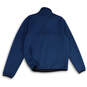 Mens Blue Mock Neck Long Sleeve 1/4 Snap Pullover Sweatshirt Size L Reg image number 2