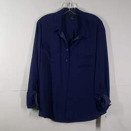 Womens Chest Pockets Long Sleeve Collared Button-Up Shirt Size XL