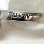 Designer Juicy Couture Silver-Tone Rhinestone Heart Shape Hoop Earrings image number 4