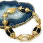 Designer Swarovski Gold-Tone Black And Clear Stones Link Chain Bracelet image number 1