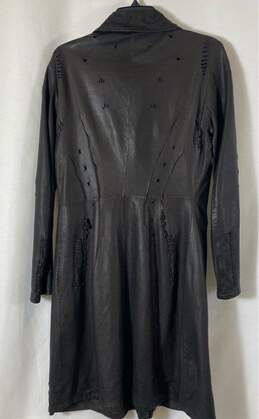 805 Womens Black Leather Long Sleeve Collared Button Front Overcoat Size M alternative image