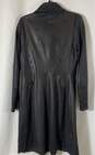 805 Womens Black Leather Long Sleeve Collared Button Front Overcoat Size M image number 2