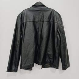 Columbia Black Leather Full Zip Jacket Men's Size L alternative image