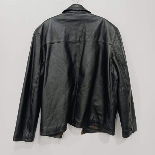 Columbia Black Leather Full Zip Jacket Men's Size L image number 2