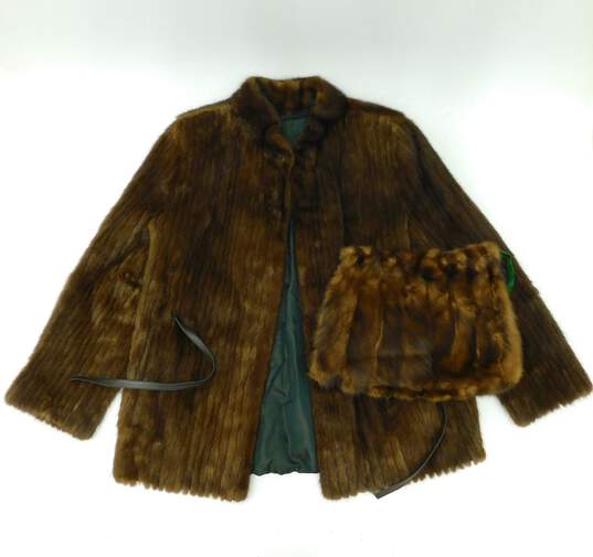 Vintage Women's Mink Fur Coat & Muff Hand Warmer image number 1