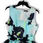 Womens White Blue Floral Sleeveless Tie Waist Fit & Flare Dress Size 10 image number 3