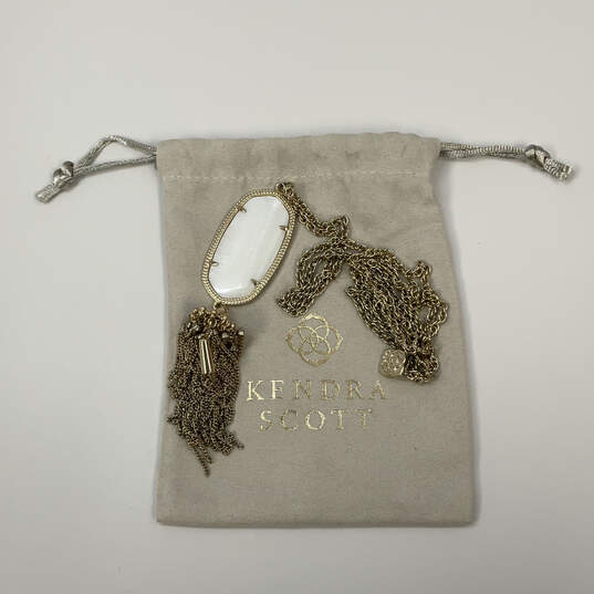 Designer Kendra Scott Gold-Tone Rayne Tassel Pendant Necklace W/ Dust Bag image number 4