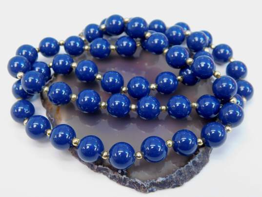VNTG Navy Blue & Mixed Metals Beaded Necklaces image number 5