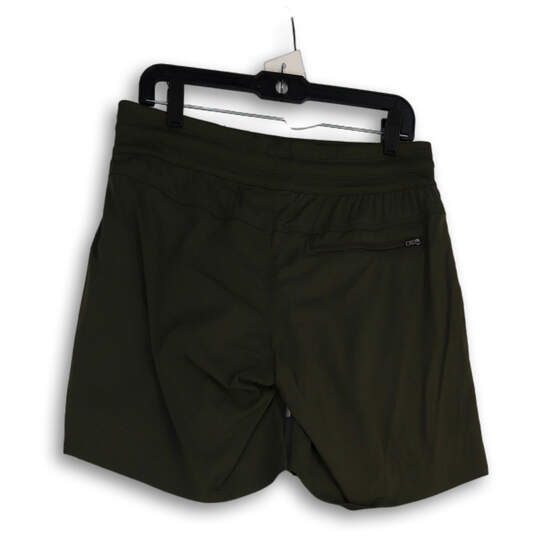 Women’s Green Elastic Waist Pockets Drawstring Bermuda Shorts Size Medium image number 2
