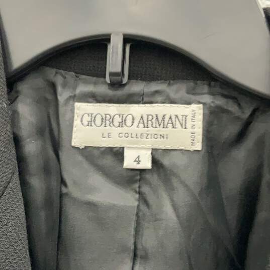 Giorgio Armani Womens Black Notch Lapel Three Button Blazer Size 4 W/COA image number 3