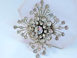 (3) Vintage Icy Clear Rhinestone Tiered Snowflake Brooches 47.9g alternative image