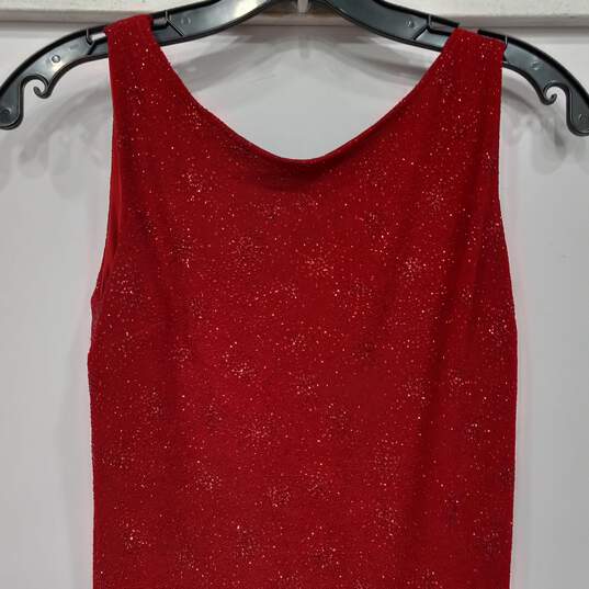 Jessica McClintock Red Glittering Evening Dress Size 10 image number 2