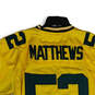 Mens Gold Green Bay Packers Clay Matthews #52 Football NFL Jersey Size 52 image number 4