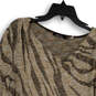 Womens Brown Animal Print Long Sleeve Knitted V-Neck Blouse Top Size XL image number 3