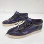 Jimmy Choo Women's Purple Snakeskin Leather Low Top Lace Up Sneakers Size 9 AUTHENTICATED image number 1