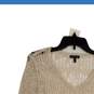 Eileen Fisher Womens Cream Crochet Long Sleeve V-Neck Tunic Blouse Top Size M image number 2