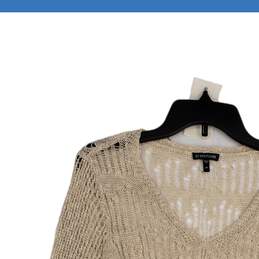 Eileen Fisher Womens Cream Crochet Long Sleeve V-Neck Tunic Blouse Top Size M alternative image