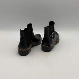 Womens Black Soft Leather Almond Toe Buckle Block Heel Ankle Chelsea Boots Sz 8 alternative image