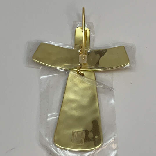 Designer Robert Lee Morris Gold-Tone Hammered Cross Drop Earring w/Dust Bag image number 4