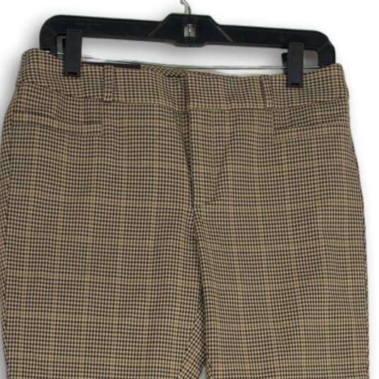 NWT Banana Republic Womens Brown Houndstooth Straight Leg Ankle Pants Size 6P image number 3