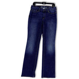 Womens Blue Denim Medium Wash Stretch Pockets Bootcut Leg Jeans Size 8L