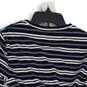 NWT Womens Navy Blue White Striped Round Sleeve Pullover Blouse Top Size M image number 4