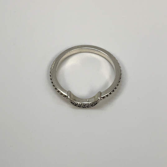 Designer Pandora S925 ALE Sterling Silver CZ Crescent Moon Beaded Ring image number 3