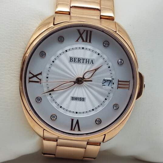 Bertha 39mm Rose Gold Tone Case Unisex Swiss Stainless Steel Quartz Watch image number 1