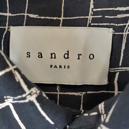 Sandro Paris Women Black/Gray Abstract Button Up Shirt Sz M image number 2