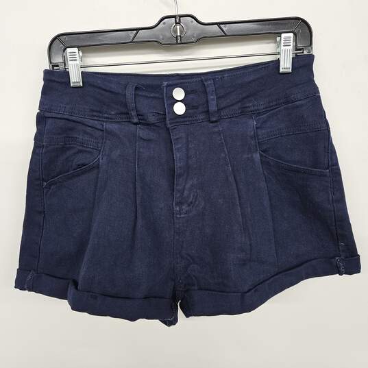 Blue High Waist Workwear Denim Shorts image number 1