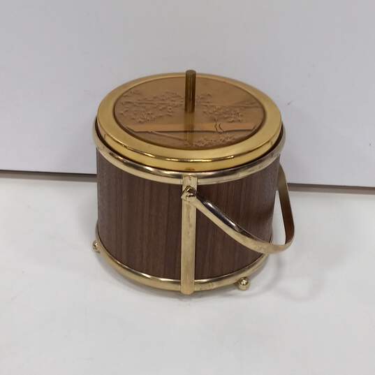 Vintage Ernest Sohn Gold Leaf Bamboo Ice Bucket w/Lid image number 4