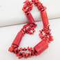 Artisan Dyed Coral & Onyx Beaded Multi Strand Necklace image number 1