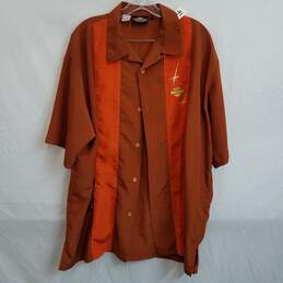 Harley Davidson embroidered short sleeve orange bowling shirt XL