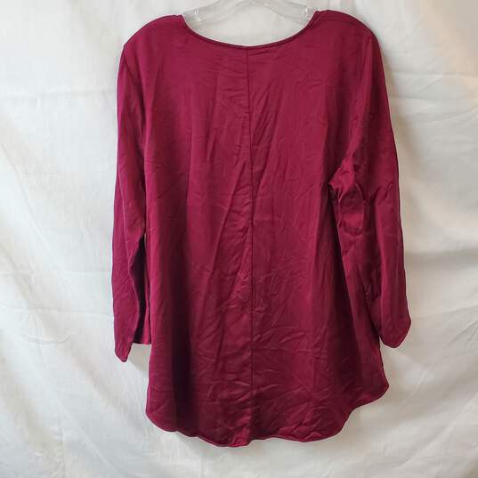 Eileen Fisher Red Long Sleeve Silk Top Size L image number 2