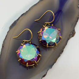 Designer J. crew Gold-Tone Rainbow Vitrail Glass Rhinestone Dangle Earrings