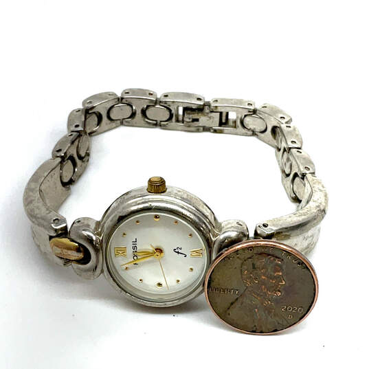Designer Fossil ES-8927 Two-Tone Analog White Round Dial Quartz Wristwatch image number 1
