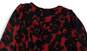 Womens Red Black Floral 3/4 Sleeve Tie Neck Pullover Blouse Top Size 1X image number 4