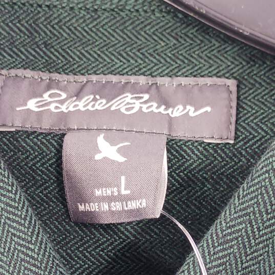 Eddie Bauer Men's Dark Jade LS 100% Cotton Classic Fit Button Up Shirt Size L NWT image number 4