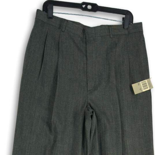 NWT Mens Gray Exact Pleated Front Pockets Straight Leg Dress Pants Size 36x34 image number 3