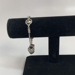 Designer Brighton Silver-Tone Wheat Chain Crystal Cut Stone Charm Bracelet