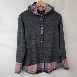 Michael Tyler Collections Pullover Hoodie Gray with Plaid P/S NWT