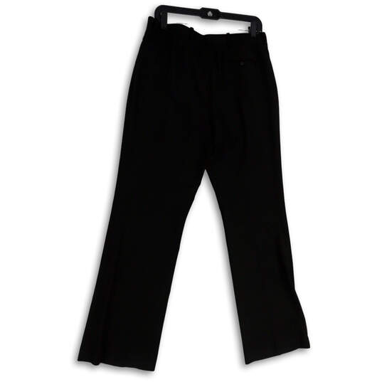 Womens Black Flat Front Slash Pockets Wide Leg Formal Dress Pants Size 10 image number 2